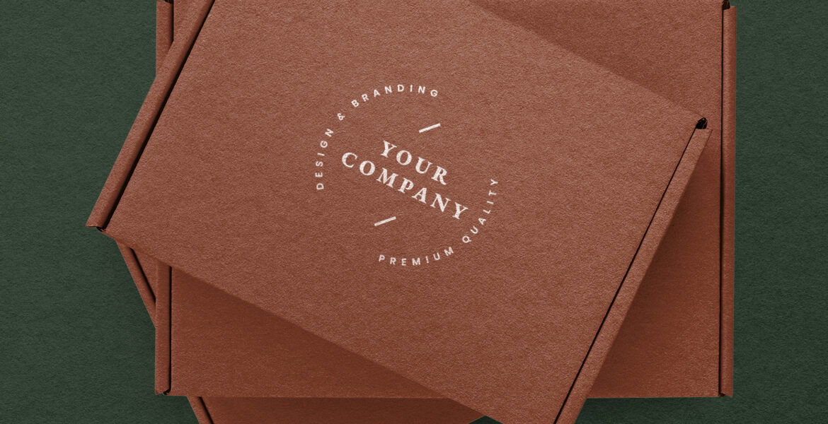 Kraft box packaging mockup psd in red advertisement
